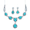 Genuine Sterling Silver Turquoise Navajo Link Necklace And Earrings Set NN20320